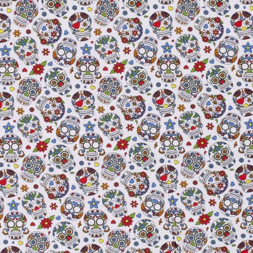 Jersey Coloured Skulls auf Weiß Jersey Coloured Skulls auf Weiß