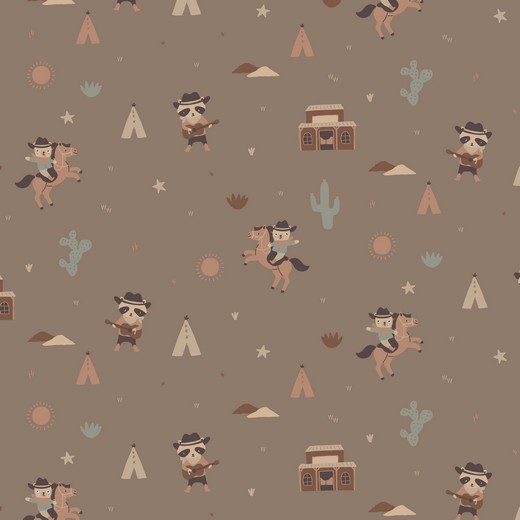 Jersey Cowboys In The Wild West auf Hellem Taupe Jersey Cowboys In The Wild West auf Hellem Taupe