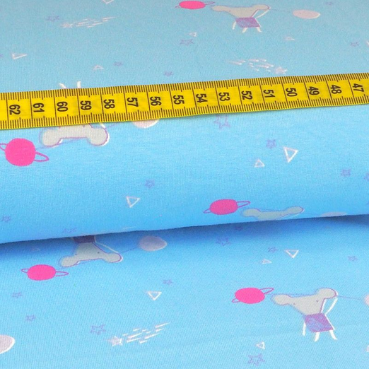 Jersey Little Darling Weltraummaus Hellblau Jersey Little Darling Weltraummaus Hellblau