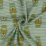 Jersey Organic Cotton Löwenprinz auf Streifen Dunkelmint Jersey Organic Cotton Löwenprinz auf Streifen Dunkelmint