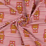 Jersey Organic Cotton Löwenprinz auf Streifen Hellem Bordeaux Jersey Organic Cotton Löwenprinz auf Streifen Hellem Bordeaux
