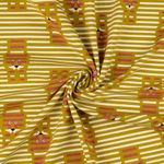 Jersey Organic Cotton Löwenprinz auf Streifen Senfgelb Jersey Organic Cotton Löwenprinz auf Streifen Senfgelb