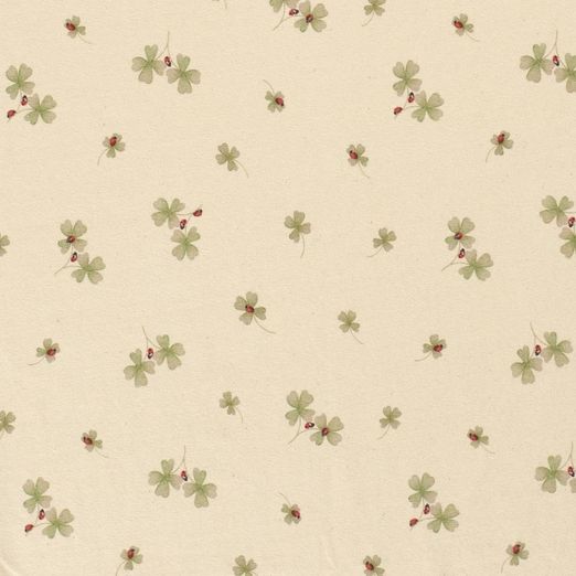 Jersey Kleeblätter und Marienkäfer auf Hellbeige Digital BIO Jersey Kleeblätter und Marienkäfer auf Hellbeige Digital BIO