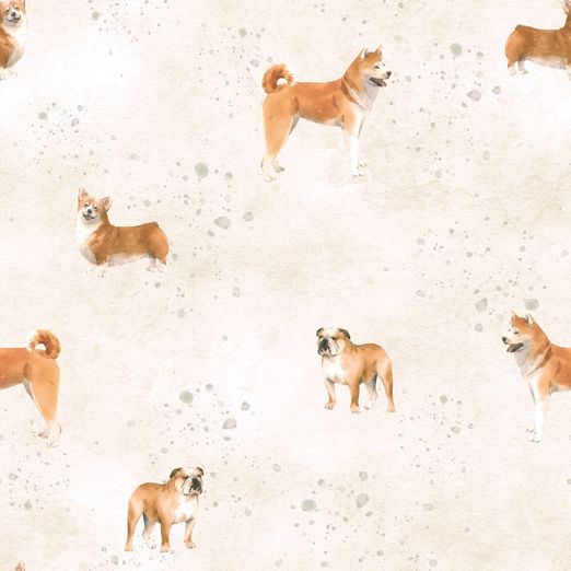 Jersey Hunde auf Hellbeige Digital