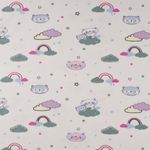 Jersey Waschbär in den Wolken Dunkelmint/Pink auf Creme Jersey Waschbär in den Wolken Dunkelmint/Pink auf Creme