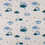 Jersey Waschbär in den Wolken Hellblau/Petrol auf Creme Jersey Waschbär in den Wolken Hellblau/Petrol auf Creme