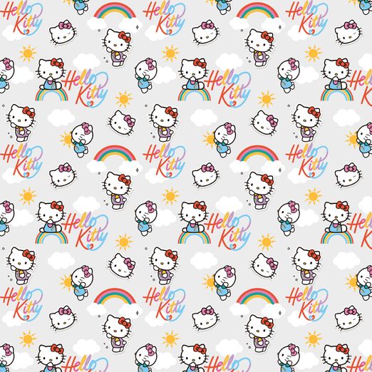 Baumwolle LIZENZ Hello Kitty auf Hellgrau Digital