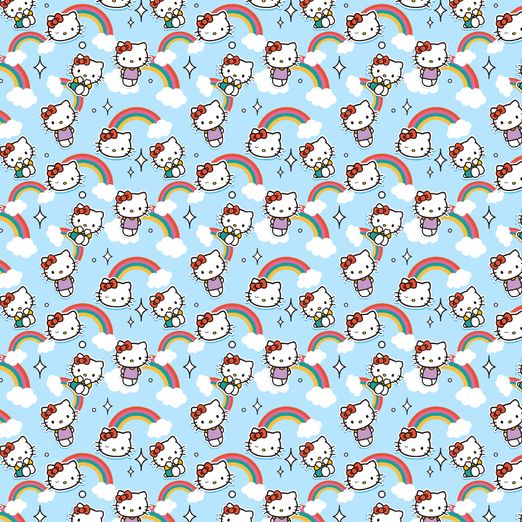 Baumwolle LIZENZ Hello Kitty auf Hellblau Digital Baumwolle LIZENZ Hello Kitty auf Hellblau Digital