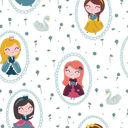 Baumwolle Froschkönig Prinzessin auf Weiß Lizenz Digital Baumwolle Froschkönig Prinzessin auf Weiß Lizenz Digital