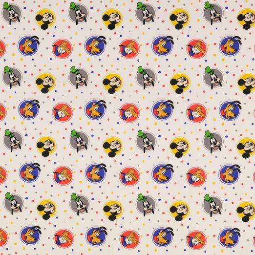 Baumwolle LIZENZ Mickey Mouse & Friends im Kreis auf Weiß Digital Baumwolle LIZENZ Mickey Mouse & Friends im Kreis auf Weiß Digital