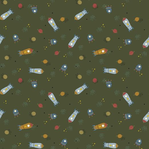 Baumwolle Space auf Waldgrün