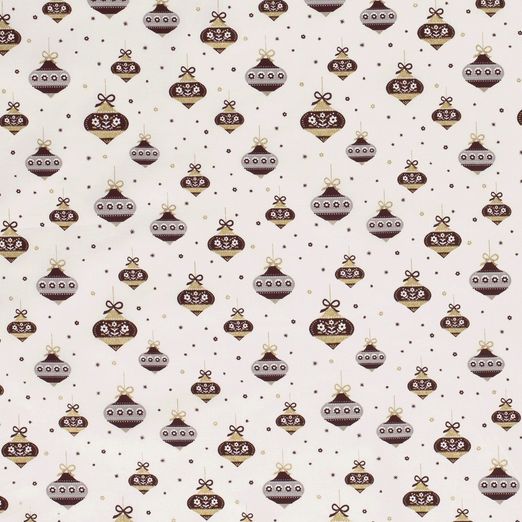 Baumwolle WEIHNACHTEN Golddruck Spitze Kugeln auf Creme Baumwolle WEIHNACHTEN Golddruck Spitze Kugeln auf Creme