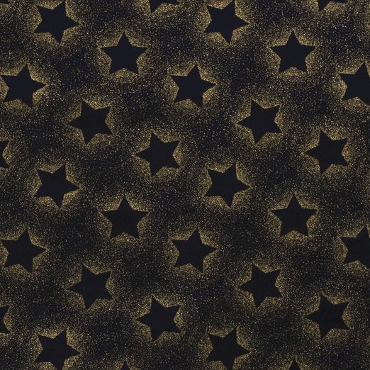 Baumwolle WEIHNACHTEN Foliendruck Goldstaub Sterne auf Dunkelblau Baumwolle WEIHNACHTEN Foliendruck Goldstaub Sterne auf Dunkelblau