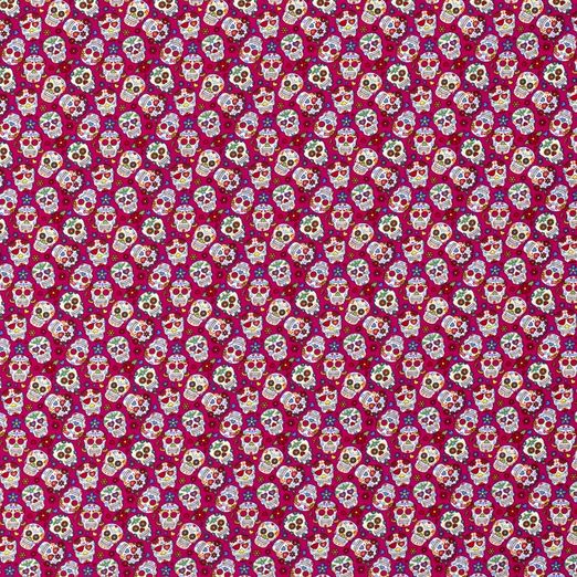 Baumwolle Kleine Blumen Skulls auf Pink Baumwolle Kleine Blumen Skulls auf Pink