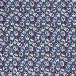 Coton Crânes Colorés sur Bleu Fumé Coton Crânes Colorés sur Bleu Fumé