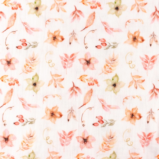 Musselin Blüten und Hagebutten auf Creme Digital Musselin Blüten und Hagebutten auf Creme Digital