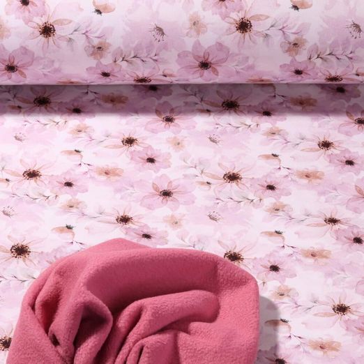 Softshell - Impression digitale Fleurs et feuilles Rose