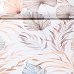 Toile de coton canevas - Impression digitale Tissu à combiner Feuilles Aspect lin Ecru