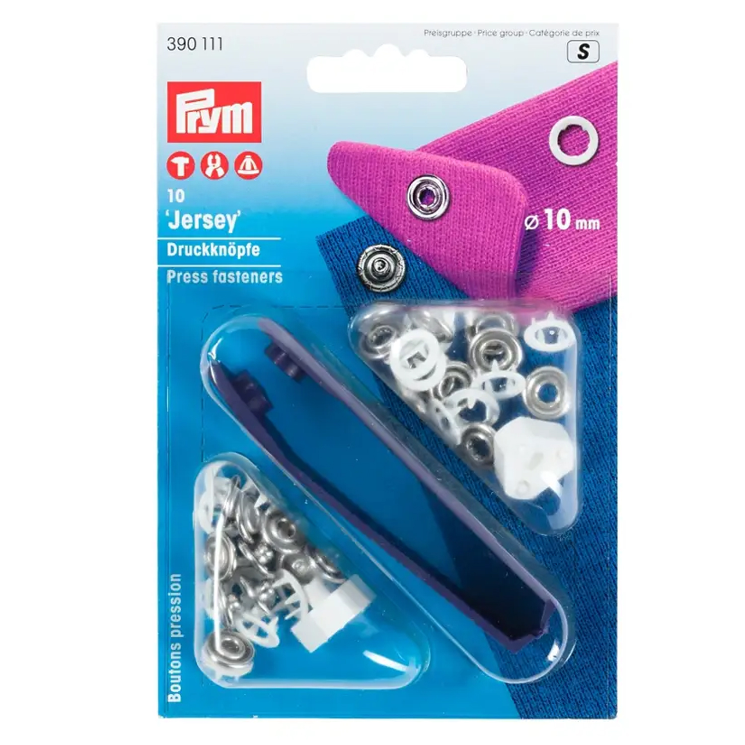 Prym offene Jersey Druckknöpfe – weiß – 10 mm – mit Werkzeug und Aufsätzen – 10 Stück-2 Prym offene Jersey Druckknöpfe – weiß – 10 mm – mit Werkzeug und Aufsätzen – 10 Stück-2