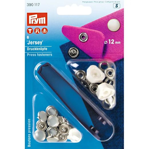 Prym Jersey Druckknöpfe geschlossen – Perlkappe – 12 mm – mit Werkzeug – 6 Stück