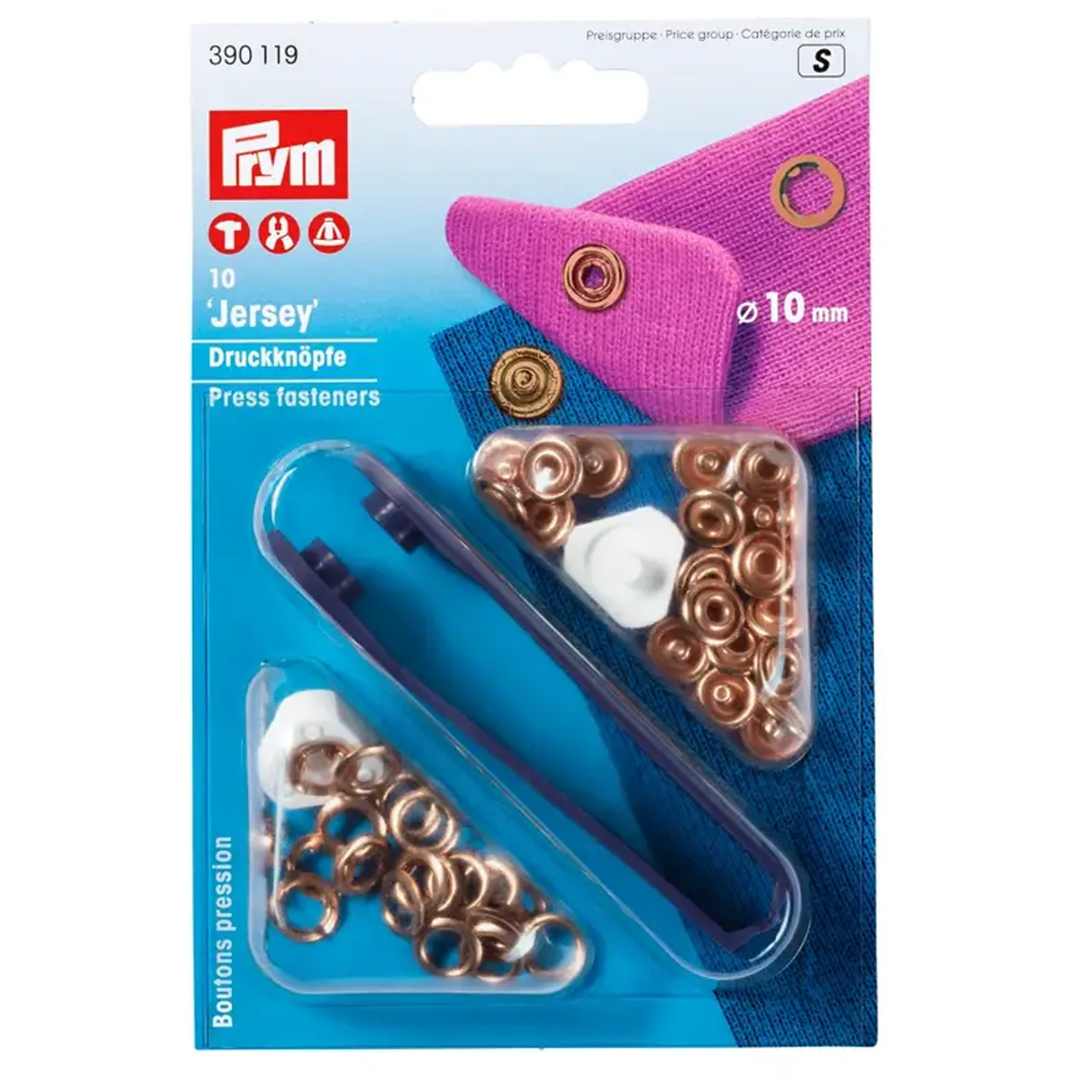 Prym offene Jersey Druckknöpfe – kupferfarben – 10mm – mit Werkzeug und Aufsätzen – 10 Stück-1 Prym offene Jersey Druckknöpfe – kupferfarben – 10mm – mit Werkzeug und Aufsätzen – 10 Stück-1
