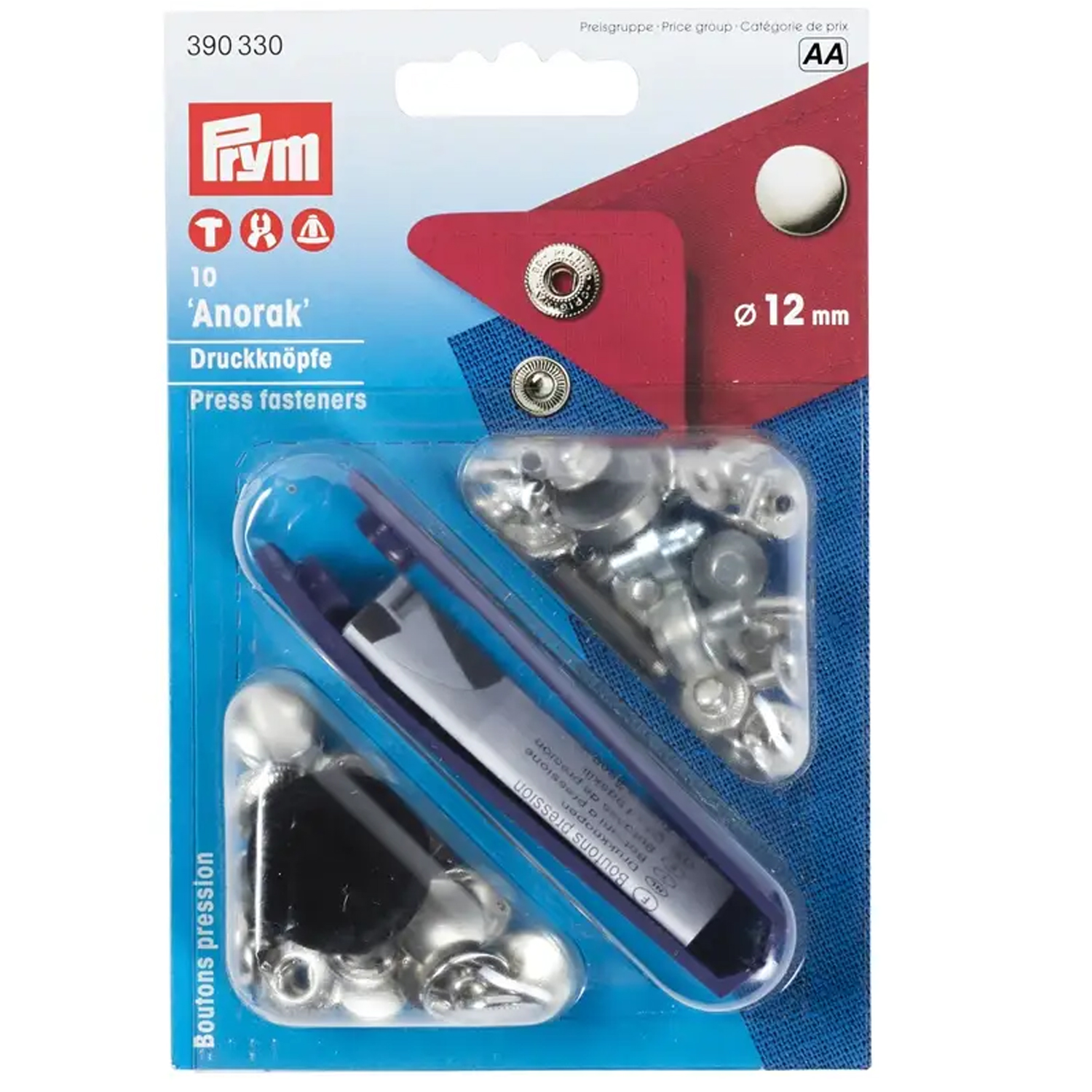 Prym Anorak Druckknöpfe - silberfarben - 12mm - mit Werkzeug und Aufsätzen - 10 Stück-2 Prym Anorak Druckknöpfe - silberfarben - 12mm - mit Werkzeug und Aufsätzen - 10 Stück-2