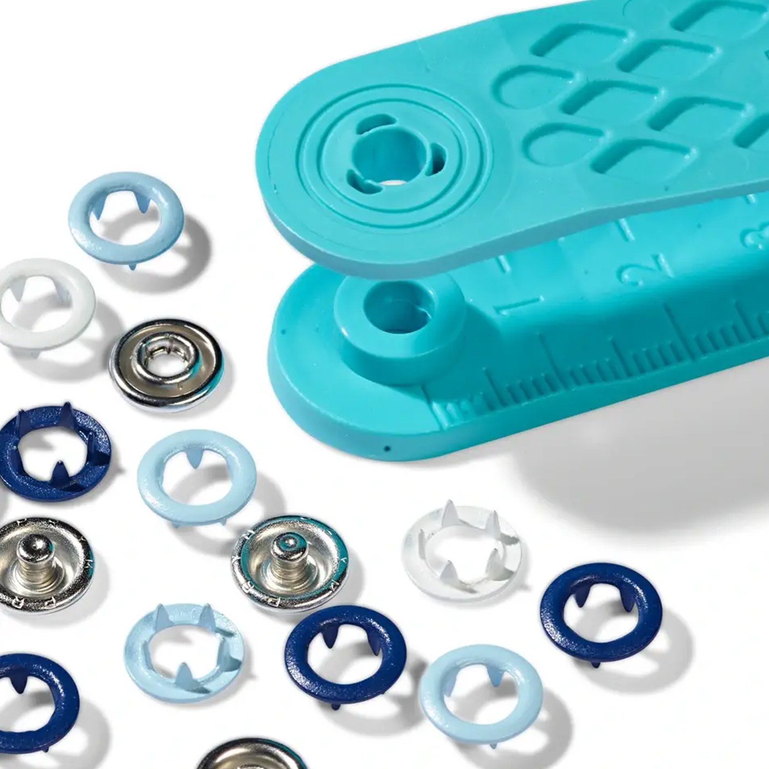 Prym LOVE Jersey Druckknöpfe - blau/weiß - 8mm - mit Werkzeug und Aufsätzen - 21 Stück-1 Prym LOVE Jersey Druckknöpfe - blau/weiß - 8mm - mit Werkzeug und Aufsätzen - 21 Stück-1