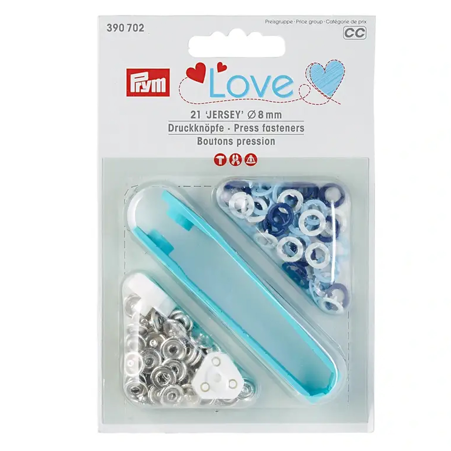 Prym LOVE Jersey Druckknöpfe - blau/weiß - 8mm - mit Werkzeug und Aufsätzen - 21 Stück-2 Prym LOVE Jersey Druckknöpfe - blau/weiß - 8mm - mit Werkzeug und Aufsätzen - 21 Stück-2