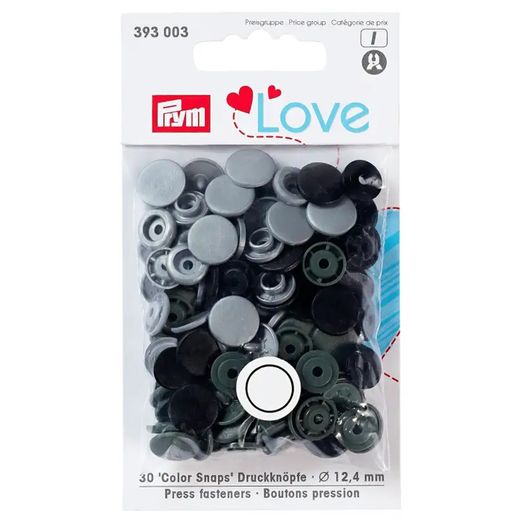 Prym LOVE Snap Druckknöpfe - grau - 12,4mm - 30 Stück