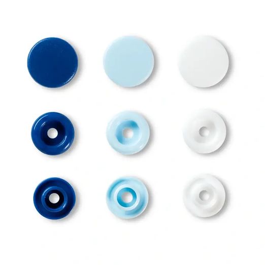 Prym LOVE Snap Druckknöpfe - blau/weiß/hellblau - 12,4mm - 30 Stück
