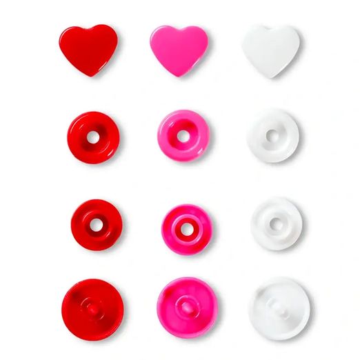 Prym LOVE Snap - Herz - Druckknöpfe - rot/weiß/pink - 30 Stück