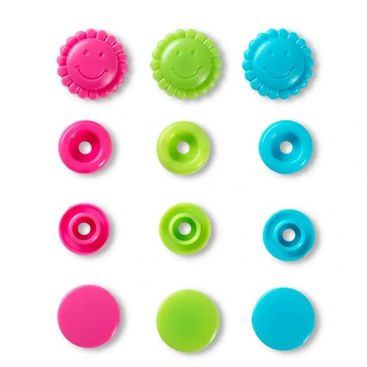Prym LOVE Snap - Blume - Druckknöpfe - türkis/grün/pink - 21 Stück