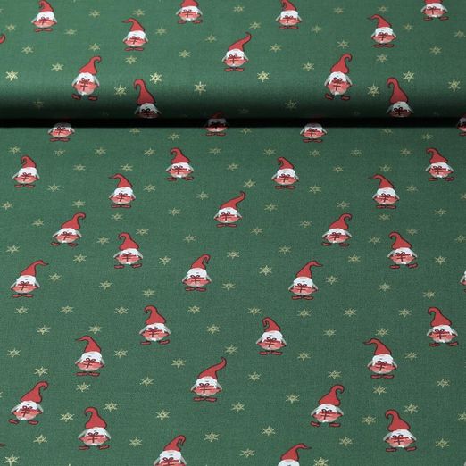 Baumwoll-Popeline - Weihnachtswichtel Tannengrün