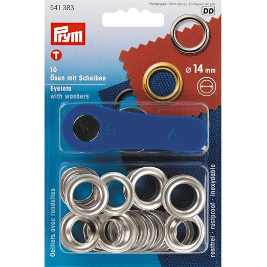 Prym Œillets 14mm Ø + outil - Argenté