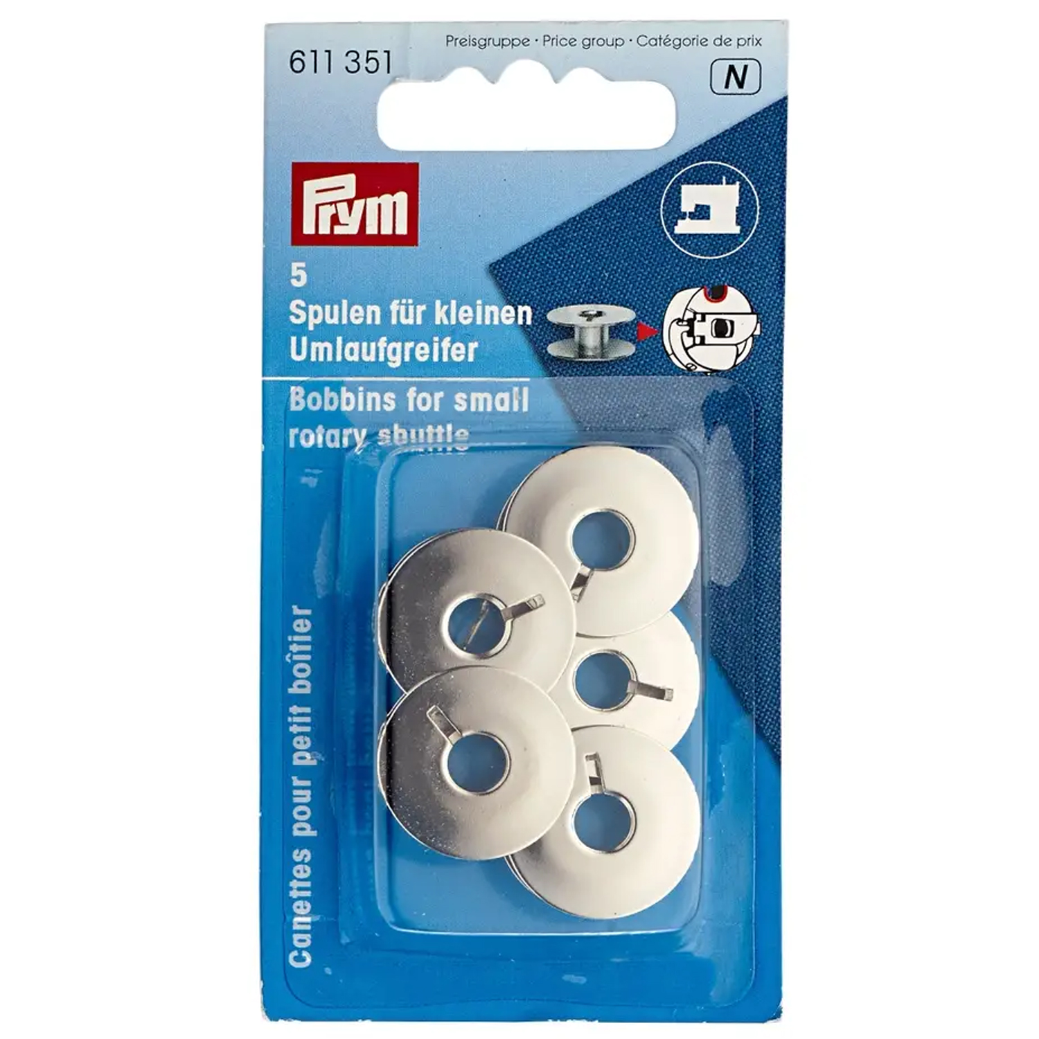 Prym Nähmaschinenspulen - Stahl - kleiner Umlaufgreifer - 21,2mm - 5 Stück-2 Prym Nähmaschinenspulen - Stahl - kleiner Umlaufgreifer - 21,2mm - 5 Stück-2