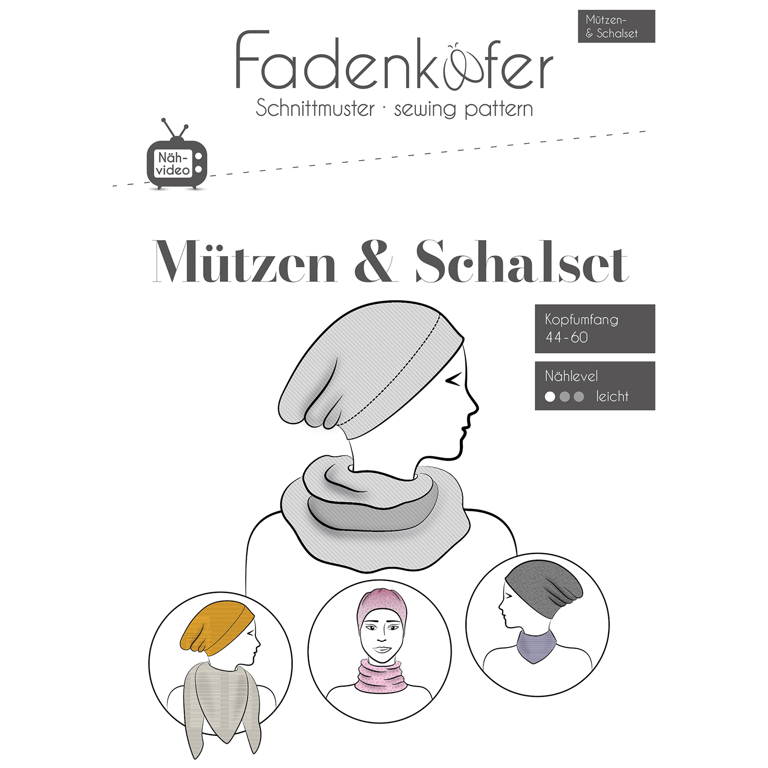 Mützen-Schal-Set - Damen/Herren/Kinder - Papierschnittmuster-0 Mützen-Schal-Set - Damen/Herren/Kinder - Papierschnittmuster-0