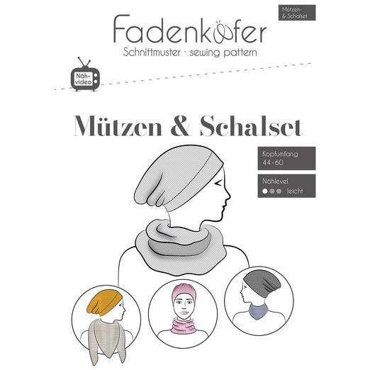 Mützen-Schal-Set - Damen/Herren/Kinder - Papierschnittmuster Mützen-Schal-Set - Damen/Herren/Kinder - Papierschnittmuster