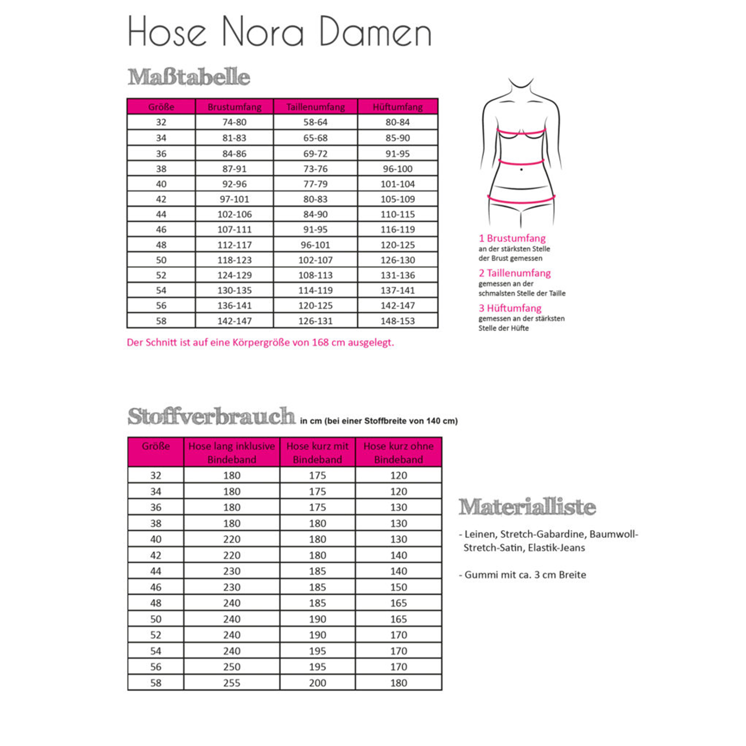Hose - Nora Damen - Papierschnittmuster-1 Hose - Nora Damen - Papierschnittmuster-1