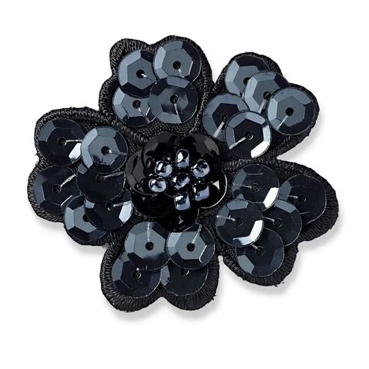 PRYM Ecusson thermocollant - Fleurs à sequins - Noir
