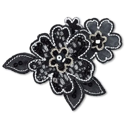 PRYM Ecusson thermocollant - Ensemble de fleurs - Noir