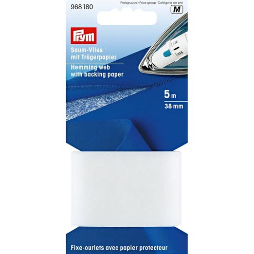 PRYM Saumvlies mit Trägerpapier zum Einbügeln -  20mm - weiß