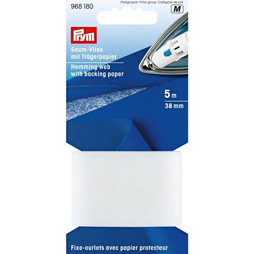 PRYM Entoilage thermocollant pour ourlet avec papier support – 38 mm – blanc PRYM Entoilage thermocollant pour ourlet avec papier support – 38 mm – blanc