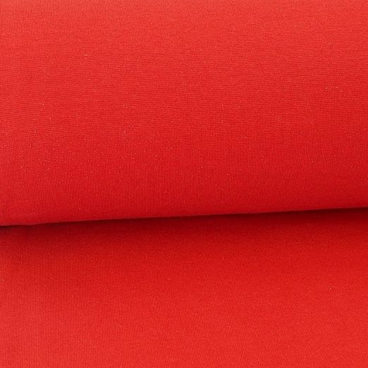 Glitzer Feinripp Bündchen Rot/Silber