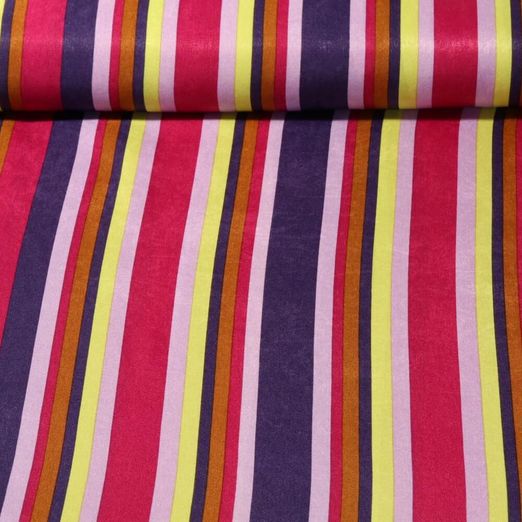 Tissu mode - Satin Rayures Violet Multicolore