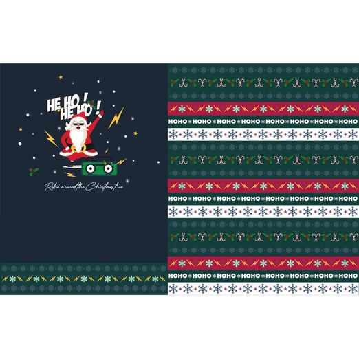 Sommersweat Panel - Pailletten French Terry Digitaldruck Weihnachtsmann Blau