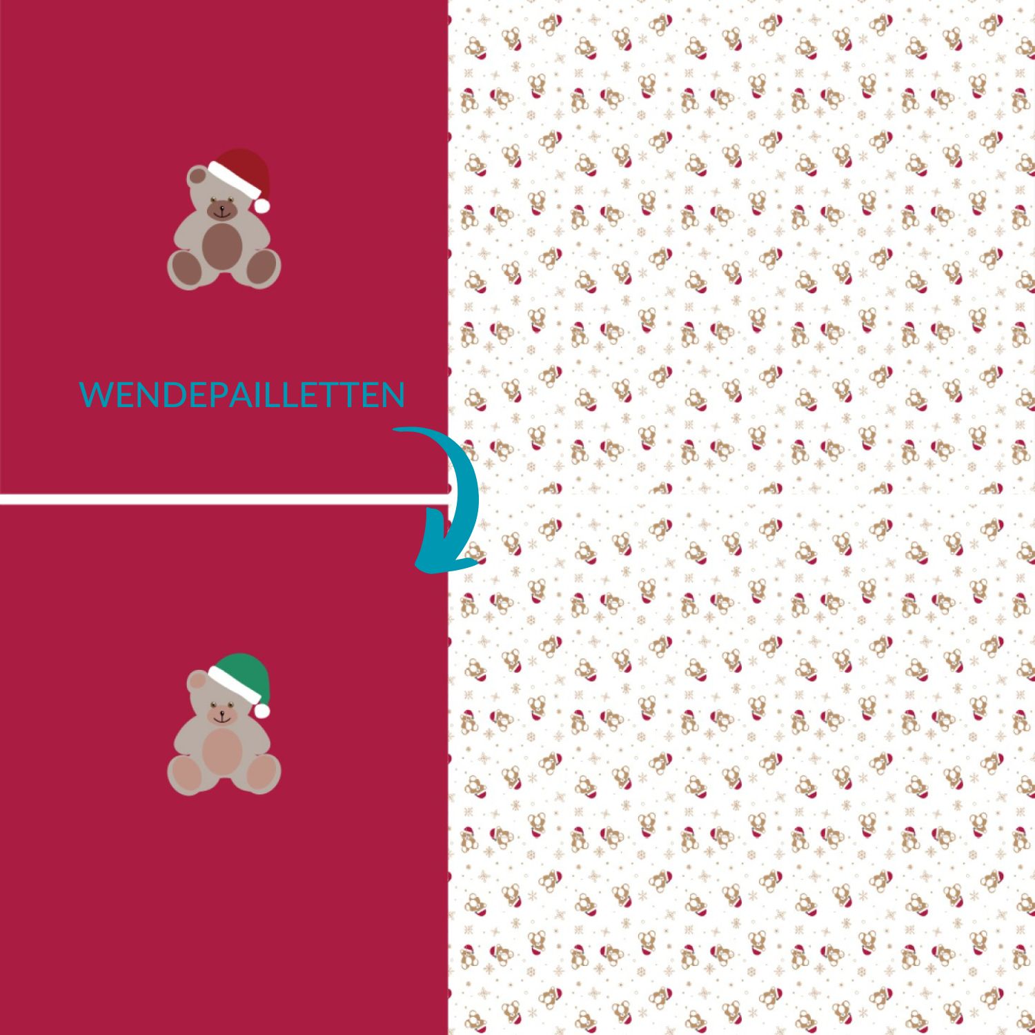 Sommersweat Panel - Pailletten French Terry Digitaldruck Weihnachtsbär Rot-0 Sommersweat Panel - Pailletten French Terry Digitaldruck Weihnachtsbär Rot-0