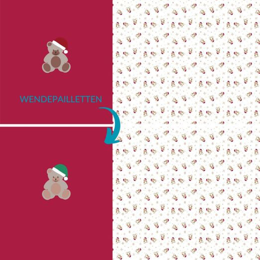 Sommersweat Panel - Pailletten French Terry Digitaldruck Weihnachtsbär Rot Sommersweat Panel - Pailletten French Terry Digitaldruck Weihnachtsbär Rot