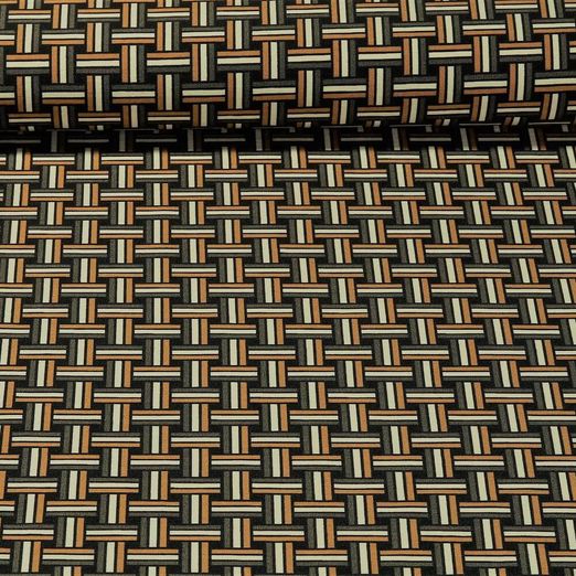 Tissu pour pantalon - Grille Bengaline Stretch Noir Brun