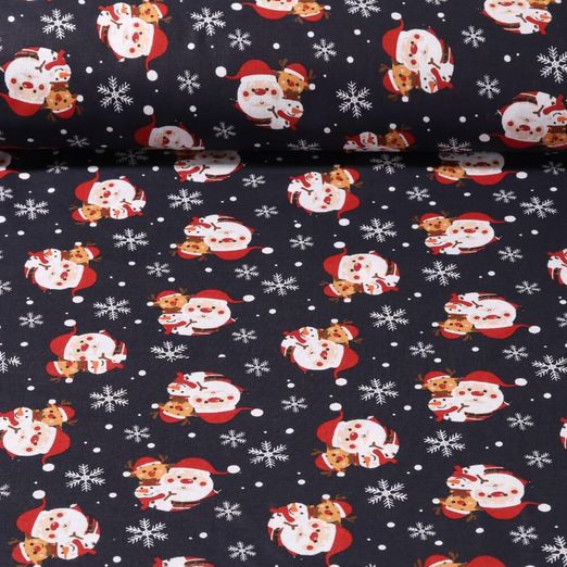 Baumwolle Webware - Weihnachtsmänner Navy