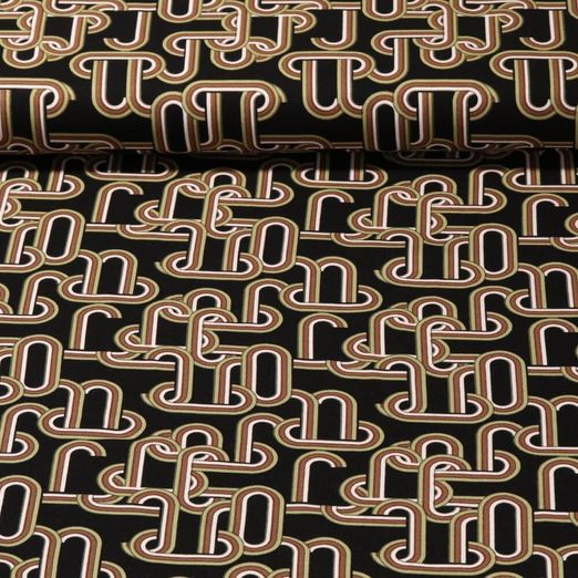 Viscose - Twill stretch Chaînes Noir Vert